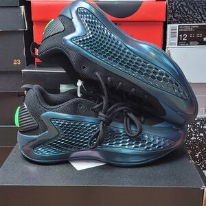 Adidas Anthony Edwards 1 J Black and Blue Athletic Sneakers